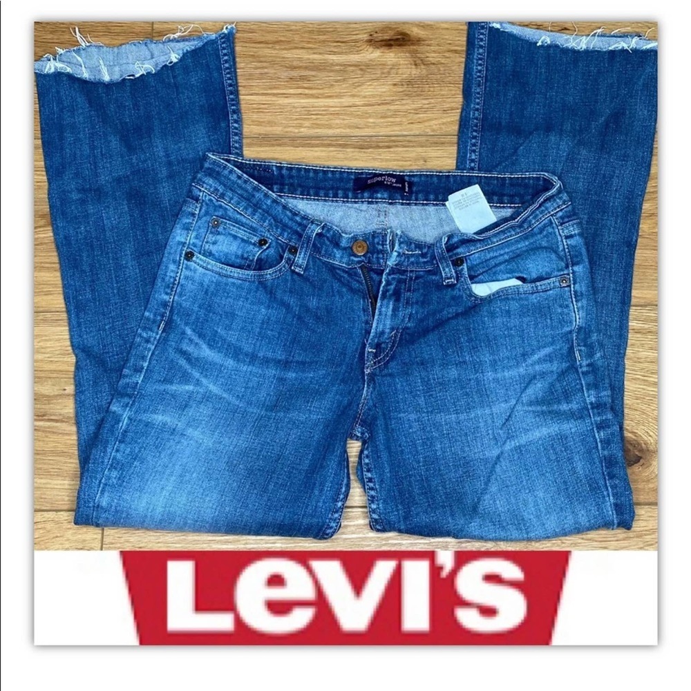 Levi’s Low Rise Blue White Washed Denim Jeans Medium Wash Size 9* - Picture 1 of 5